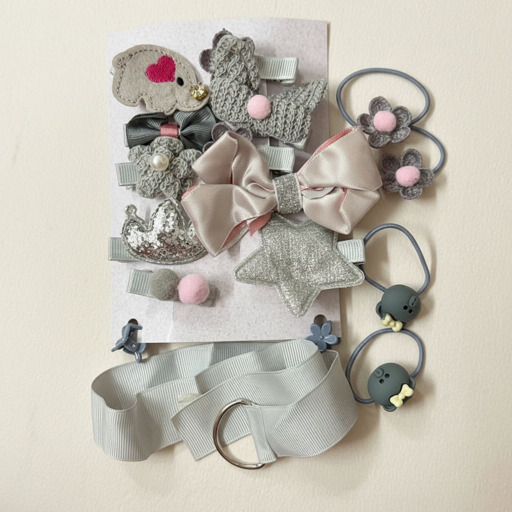 Kids Hair Accessories Gift Box – Set of 20 Hair Clips & Bands