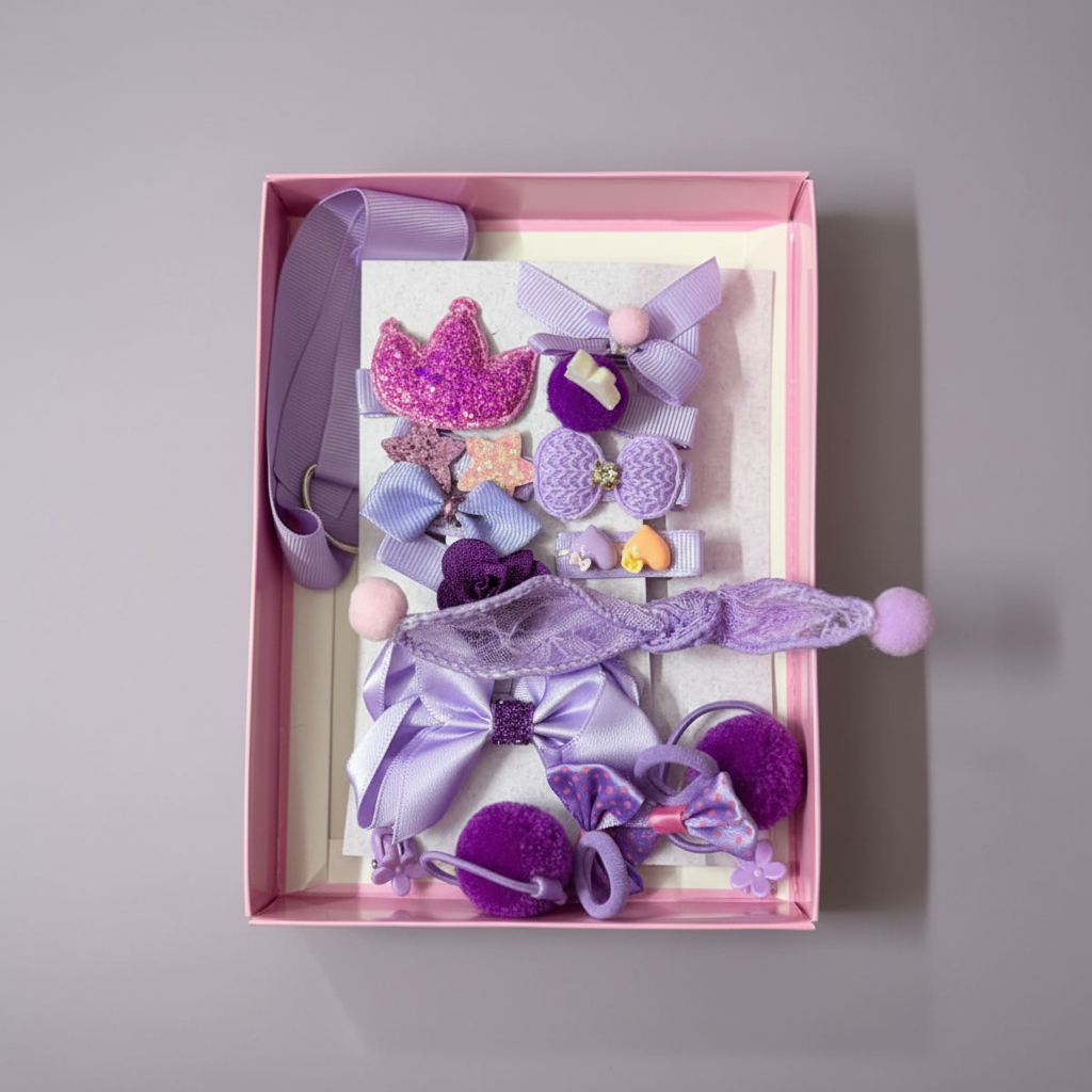 Kids Hair Accessories Gift Box – Set of 20 Hair Clips & Bands