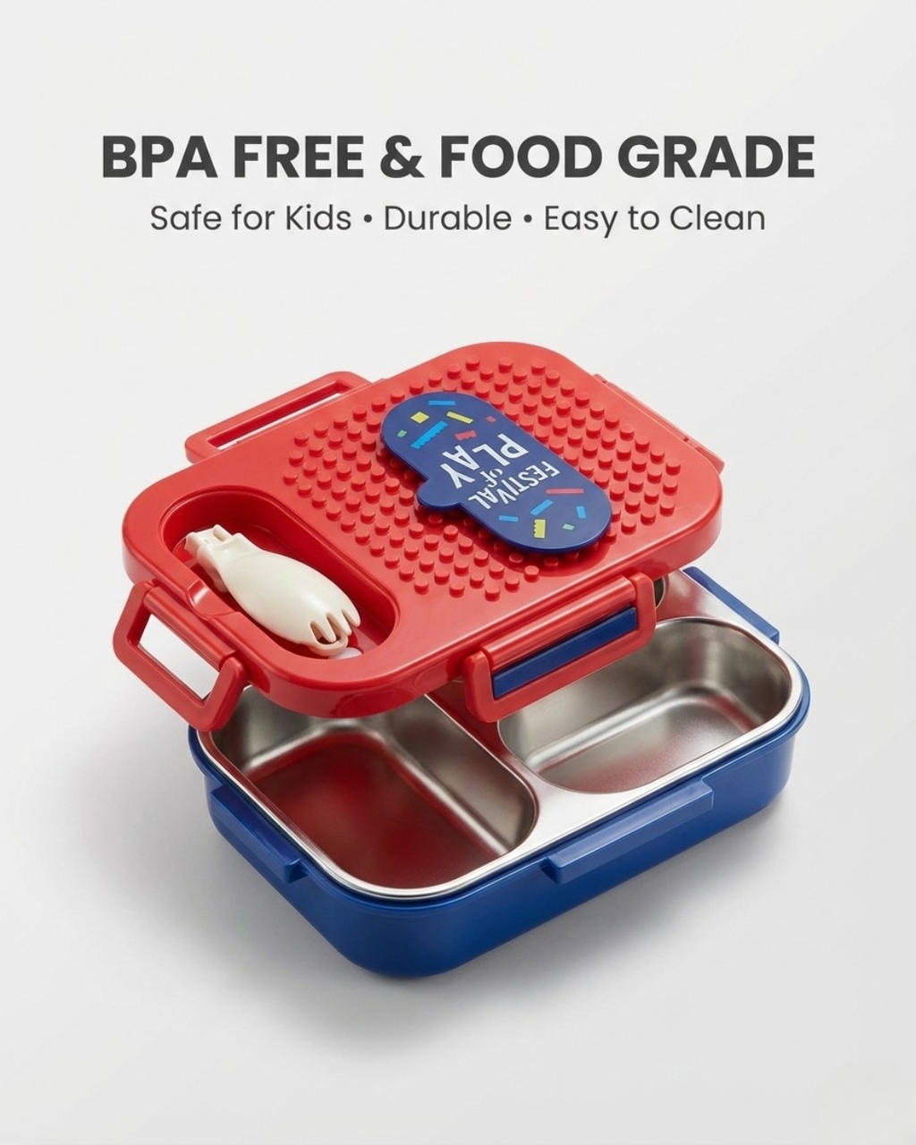 Creative Building Block Lunch Box – 3 Compartment Kids Bento (600ml)