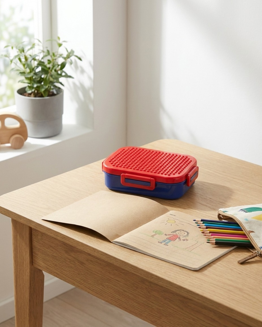 Creative Building Block Lunch Box – 3 Compartment Kids Bento (600ml)