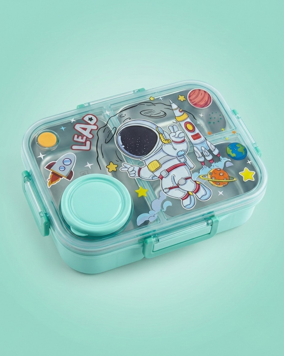 Kids Stainless Steel Bento Lunch Box with Salad Bowl & Cutlery (3 Designs)