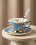 Bird-Inspired Ceramic Cup & Saucer Set with Spoon – 350ml