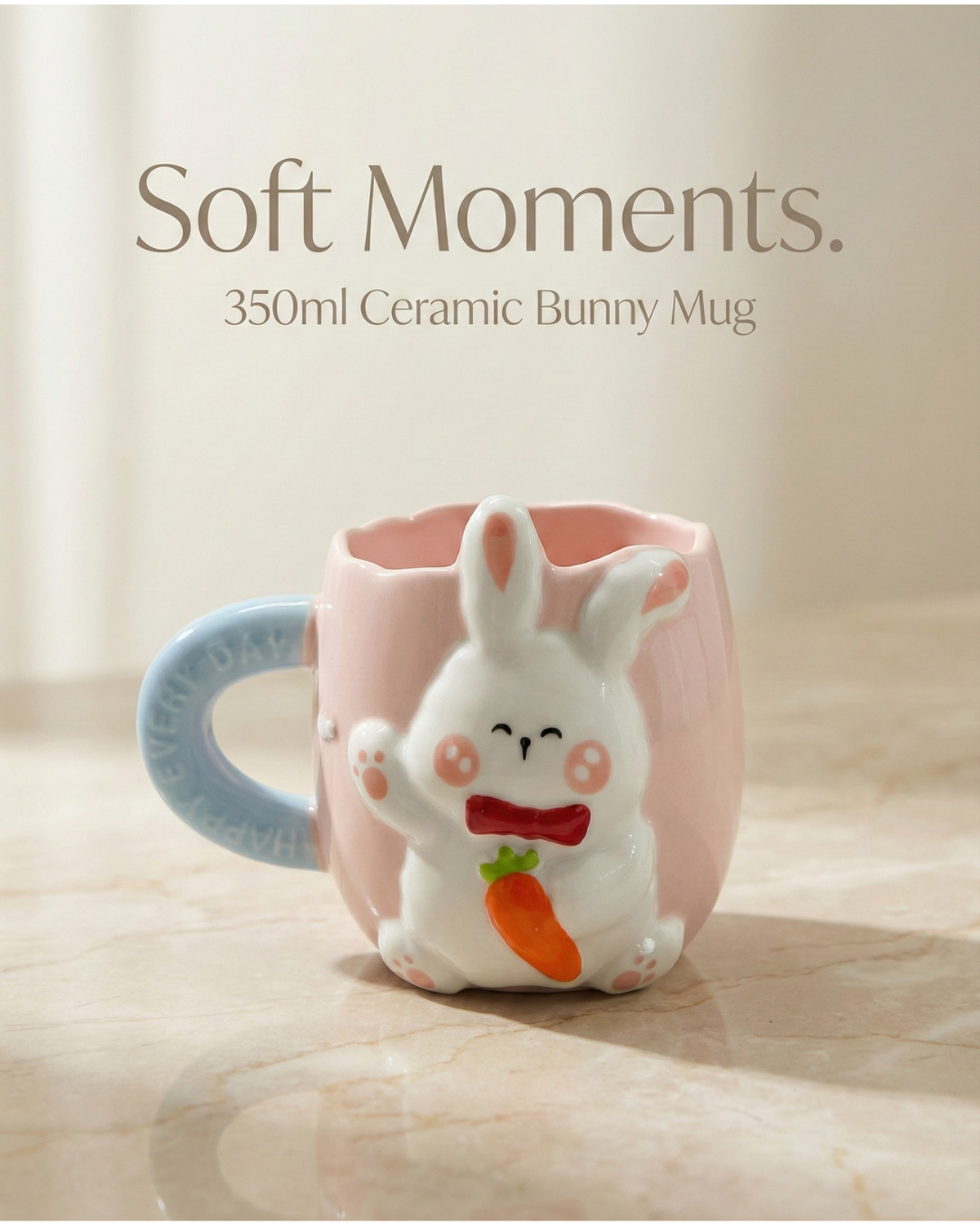 Carrot Kiss Bunny Mug – 350ml Premium 3D Ceramic Cup