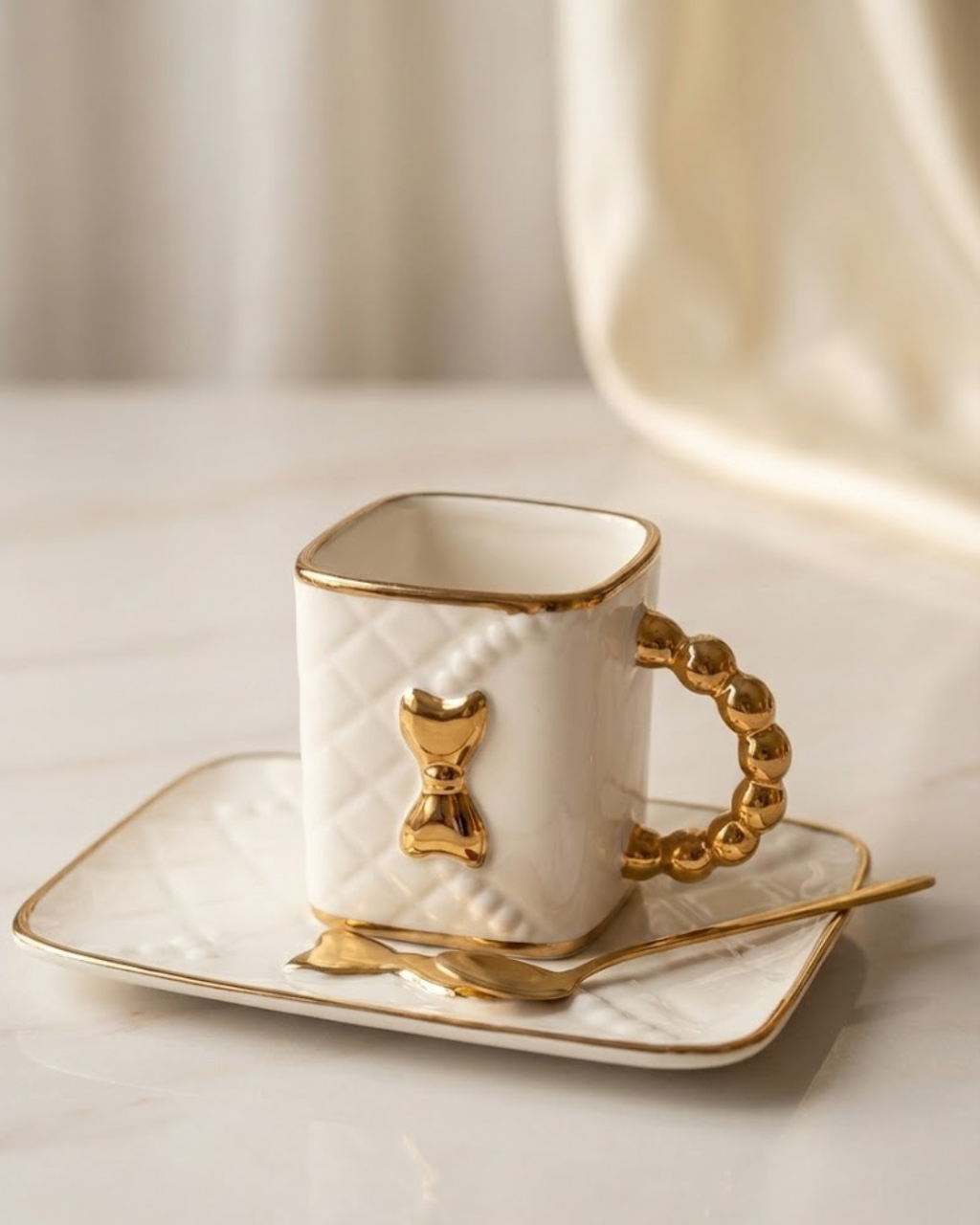 Luxury Purse Shaped Ceramic Cup & Saucer Set – 350ml