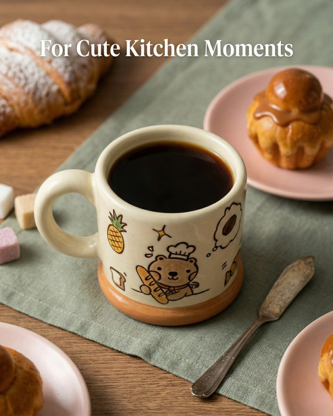 Cute Bakery Bear Ceramic Coffee Cup – 200ml
