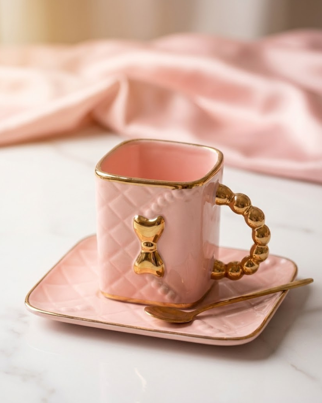 Luxury Purse Shaped Ceramic Cup & Saucer Set – 350ml