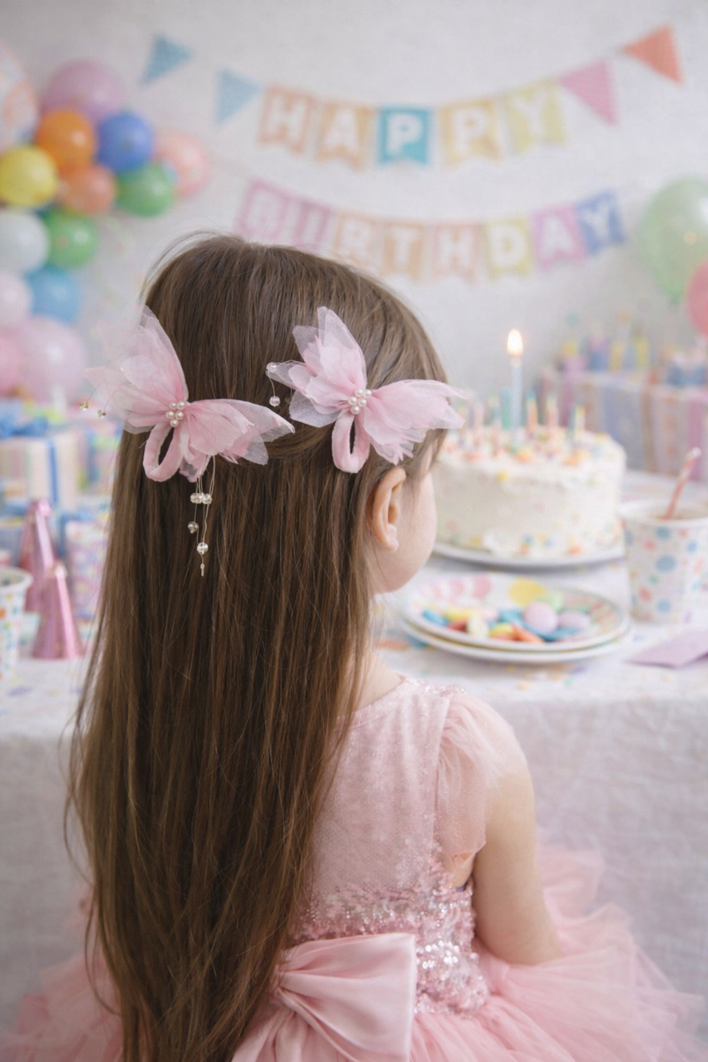 Butterfly Tulle Hair Clip Pair for Girls