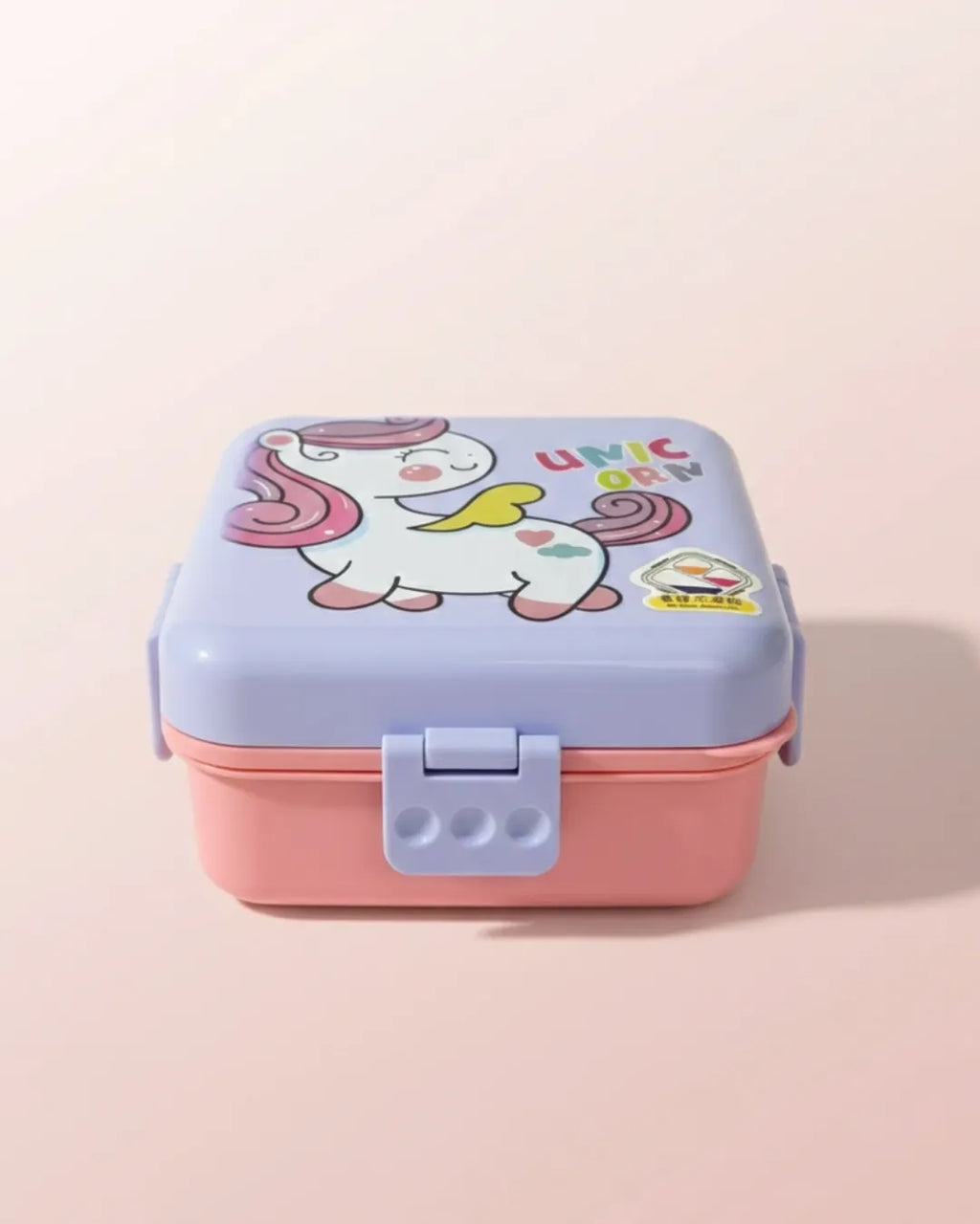 Unicorn 2-Layer Kids Lunch Box with Spoon & Sauce Cup