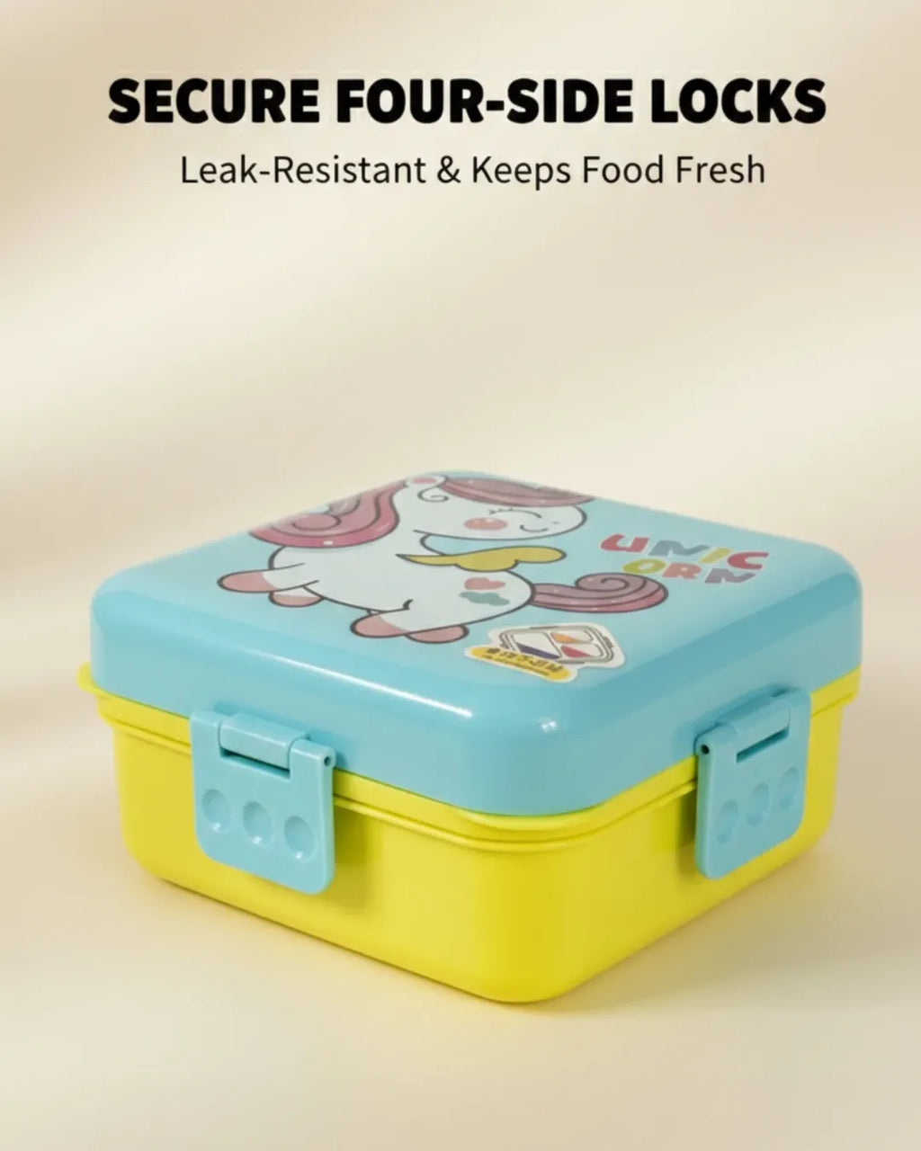 Unicorn 2-Layer Kids Lunch Box with Spoon & Sauce Cup