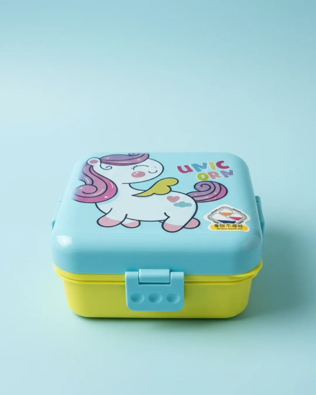 Unicorn 2-Layer Kids Lunch Box with Spoon & Sauce Cup
