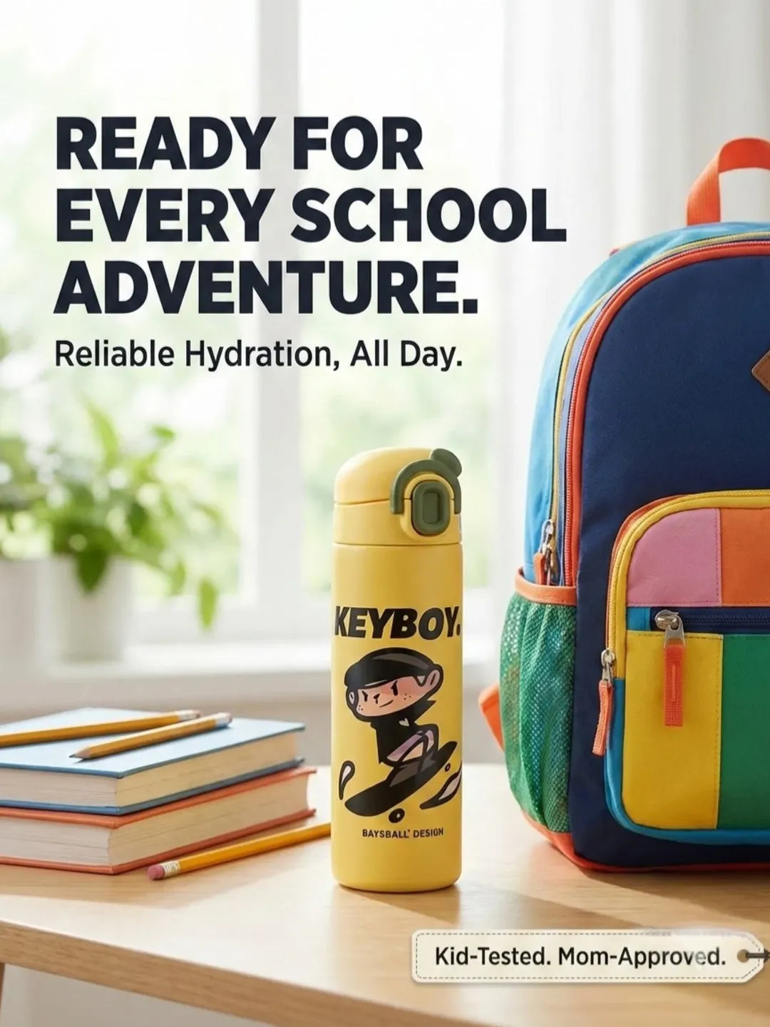 Kids Leak-Proof Flip-Top Water Bottle – School Ready
