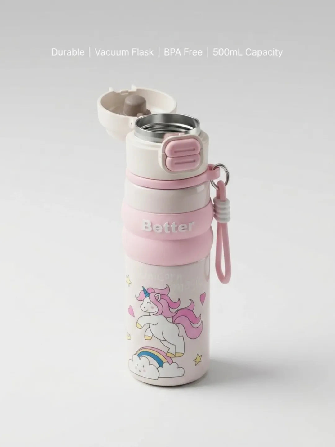 Kids Vacuum Insulated Water Bottle – 500ml | Leakproof Flip Lid