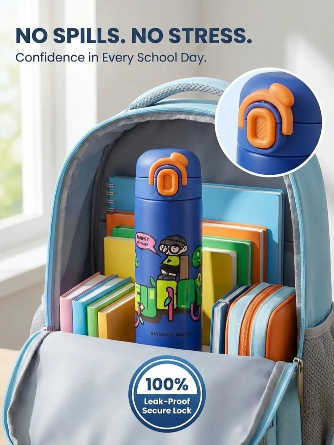 Kids Leak-Proof Flip-Top Water Bottle – School Ready
