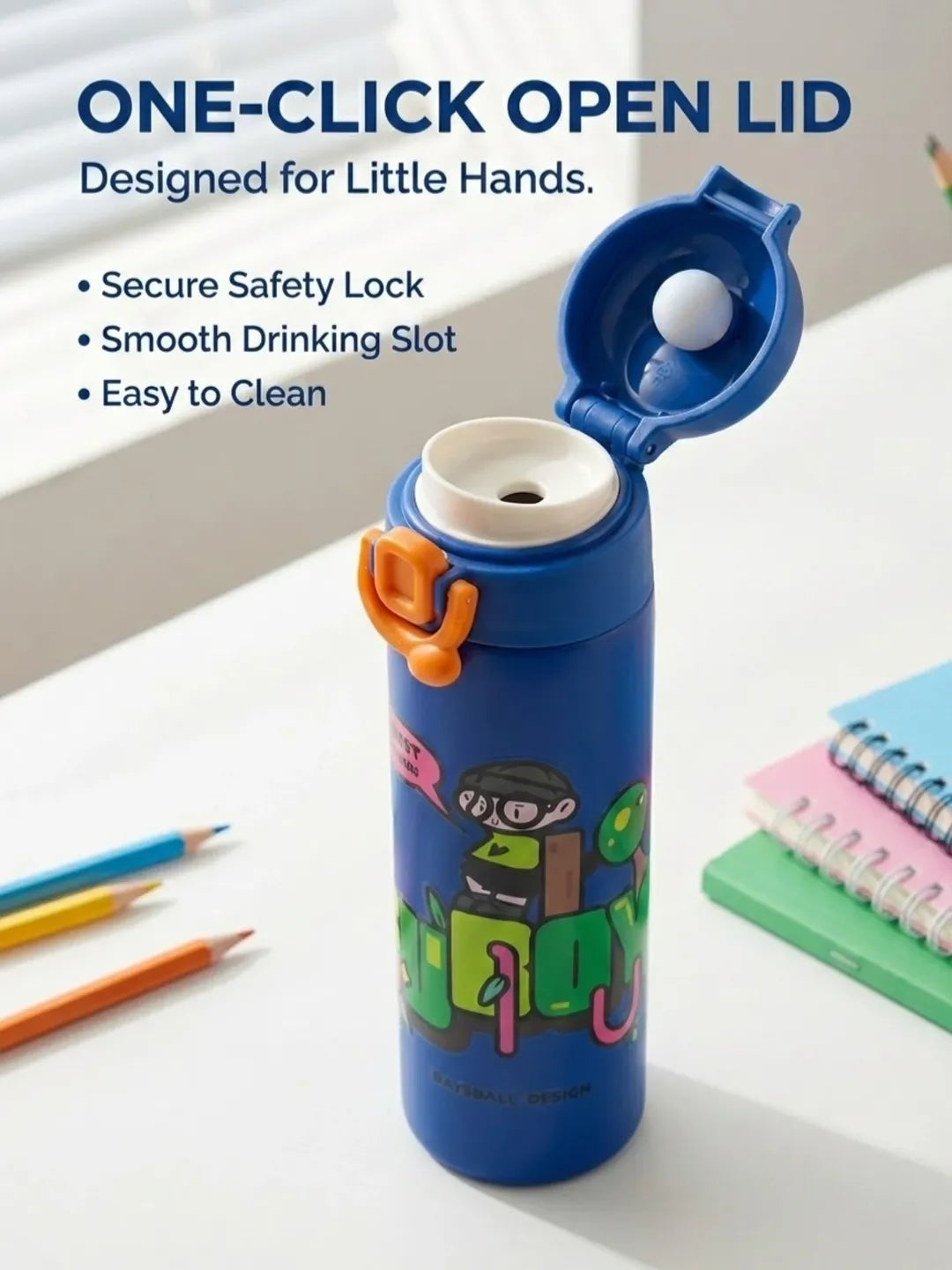 Kids Leak-Proof Flip-Top Water Bottle – School Ready