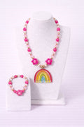 Rainbow Charm Beaded Necklace Set for Girls (2 Piece Set)