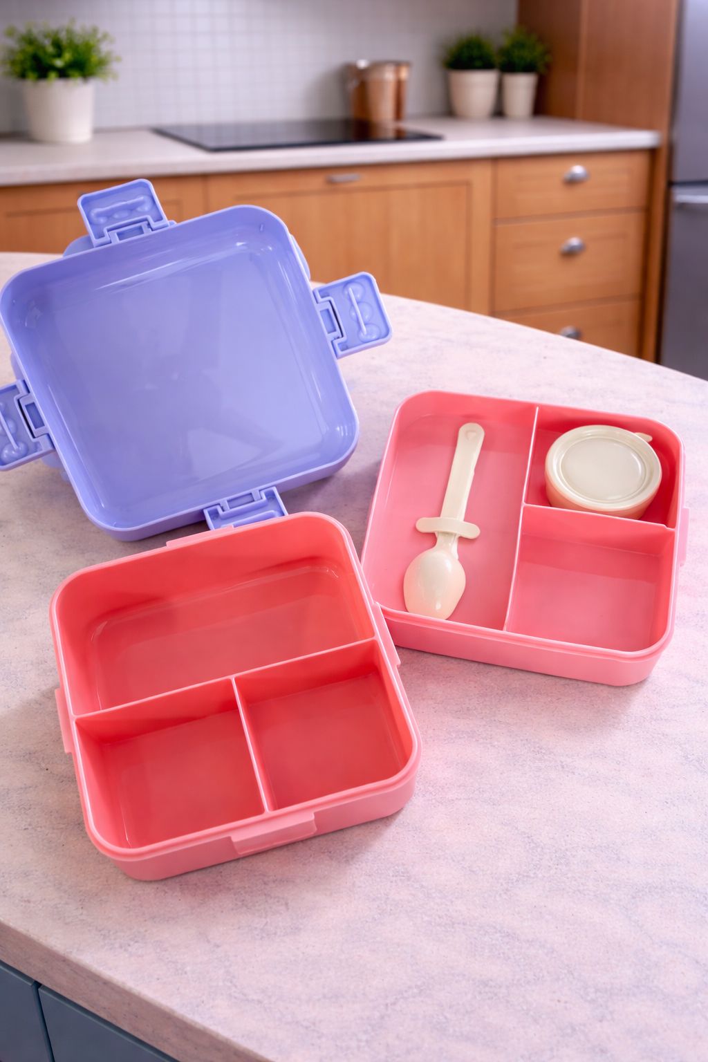Unicorn 2-Layer Kids Lunch Box with Spoon & Sauce Cup