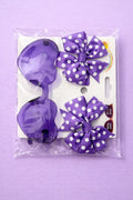 Heart Sunglasses & Polka Bow Hair Clips Set – 10 Color Variants