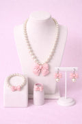 Pearl Bow Jewelry Set for Girls (5 Piece Set)