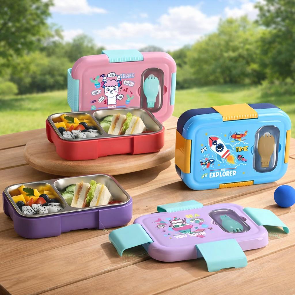 Premium 304 Stainless Steel Insulated Kids Lunch Box (2 Compartments)