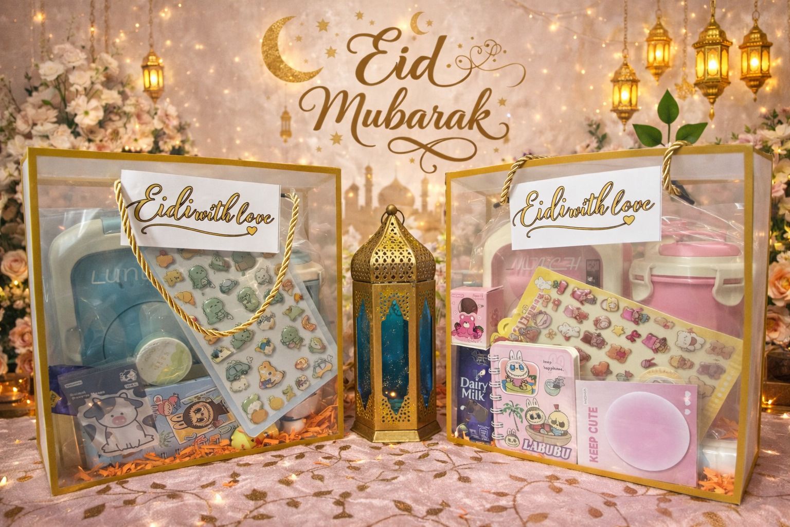 Eidi With Love – Premium Kids Eid Hamper | Lunch Box & Bottle Combo (2 Variants)