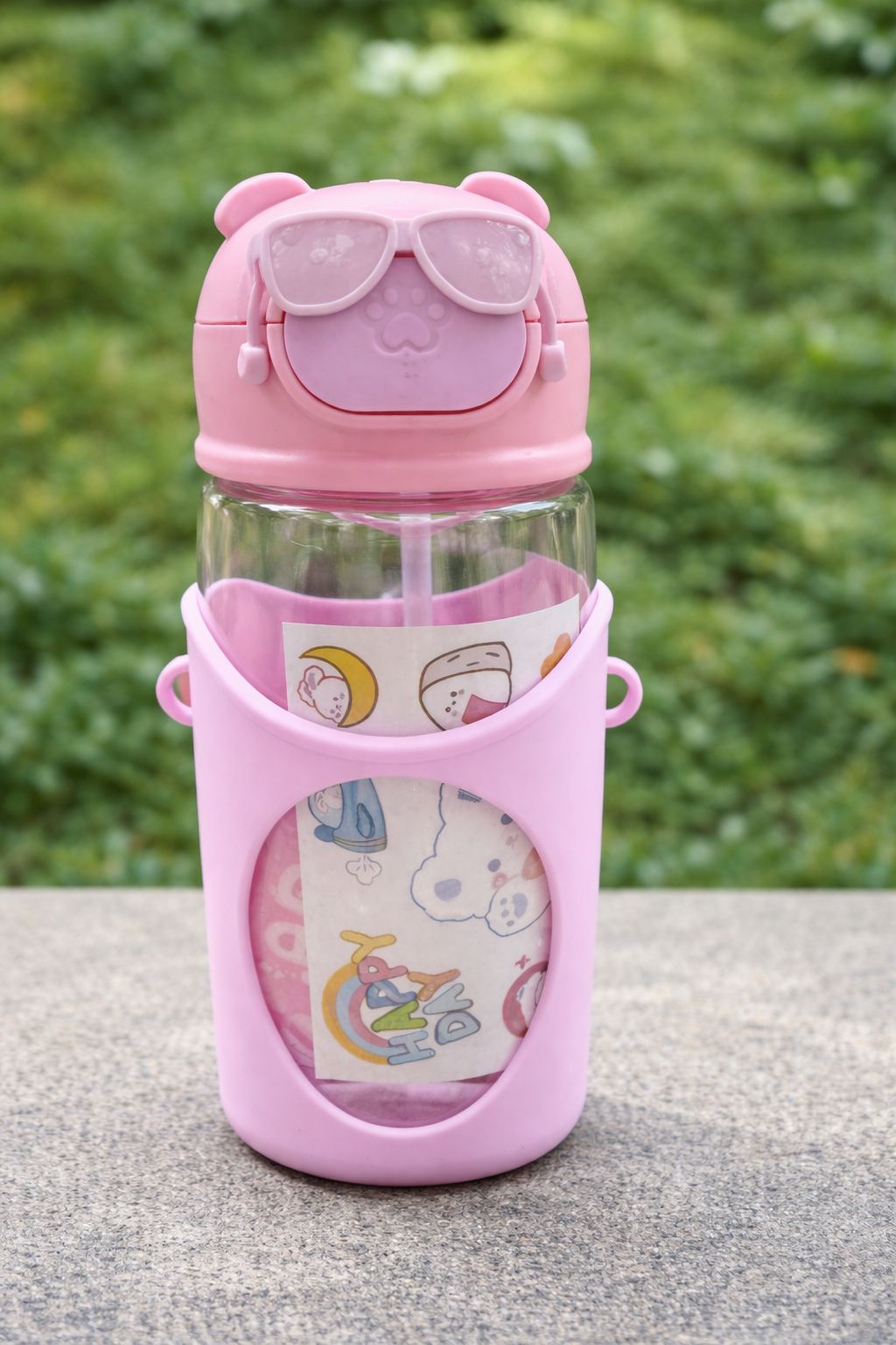 Kids BPA-Free Water Bottle with Straw & Protective Cover (4 Colors)
