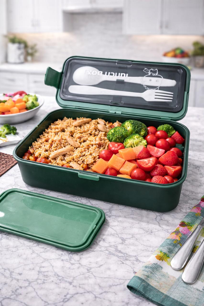 Kids BPA-Free Lunch Box with Spoon & Fork | 1 Litre No-Spill Tiffin (3 Colors)
