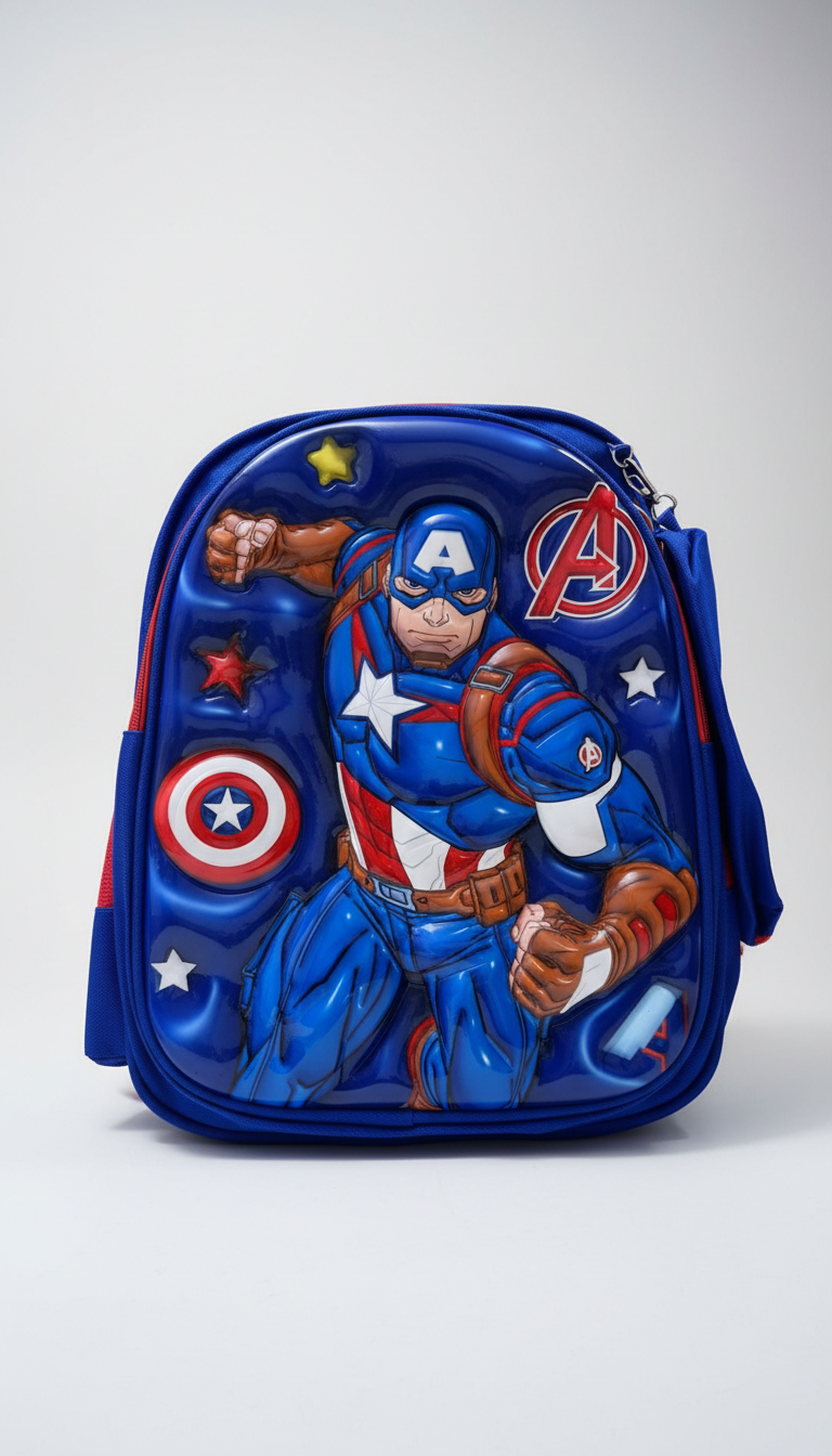 Kids Superhero 3D School Backpack | Premium Hard Front Bag (4 Variants)