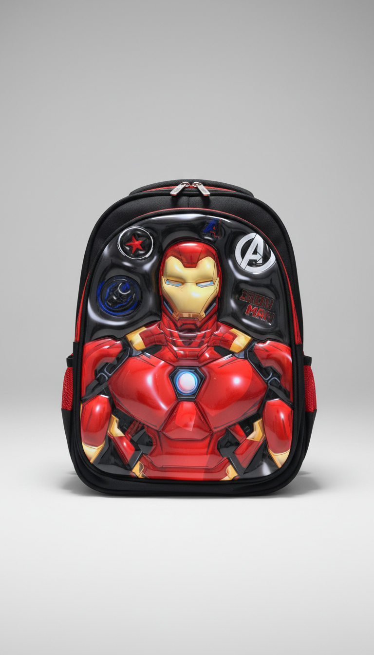 Kids Superhero 3D School Backpack | Premium Hard Front Bag (4 Variants)