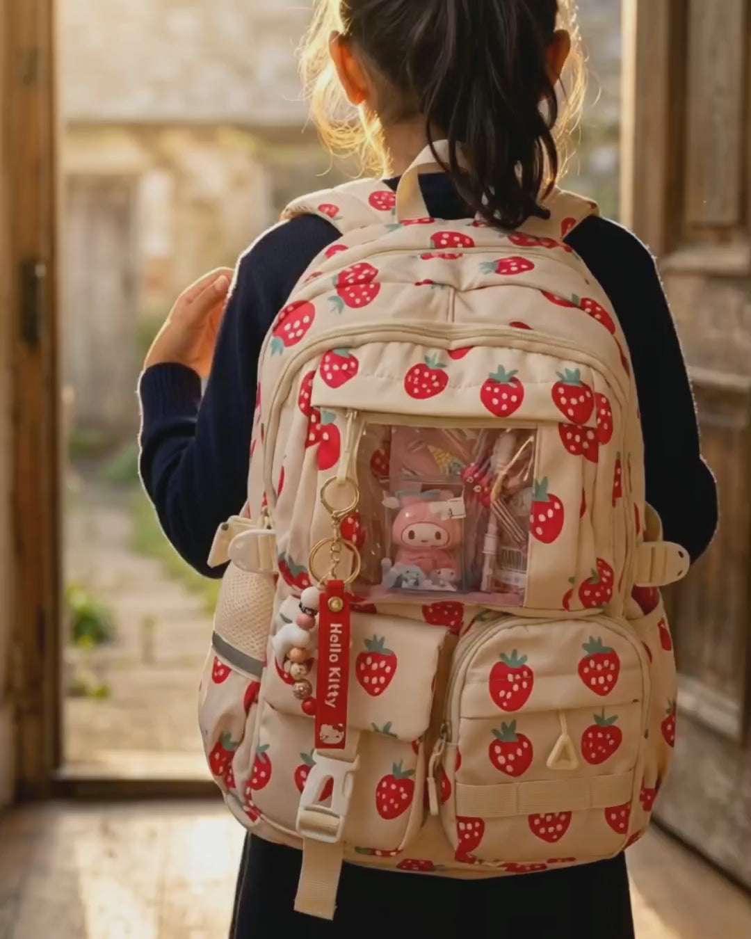 Strawberry Themed Kids Backpack Set – Cute Water-Resistant School Bag (3-in-1)