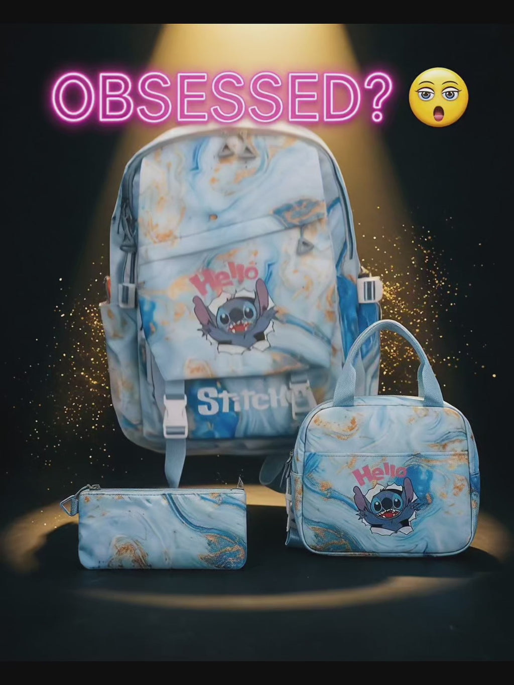 Lilo & Stitch Marble School Backpack Set