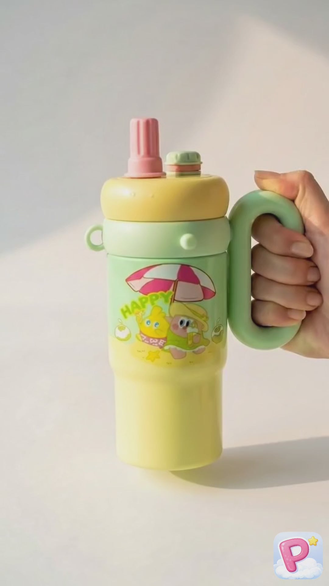 Puppy's Happy Steel Insulated Tumbler – 850ml | Cute Character Travel Cup with Handle