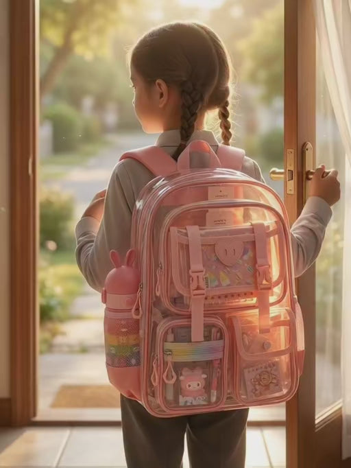 Peekaboo Pop Transparent Backpack – Cute & Functional School Bag