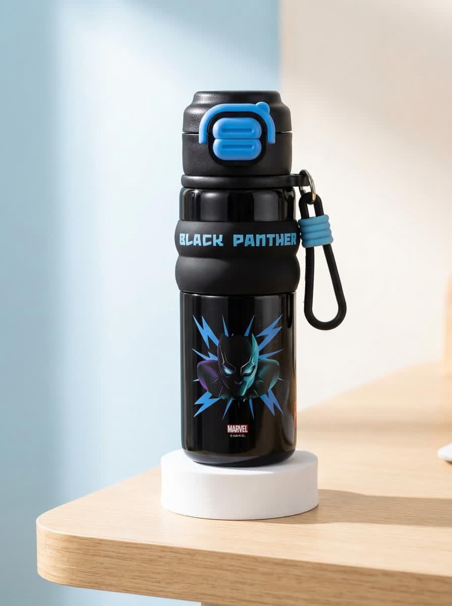 Marvel Avengers Dual-Drink Insulated Steel Bottle | Black Panther 🖤 | 500 ml