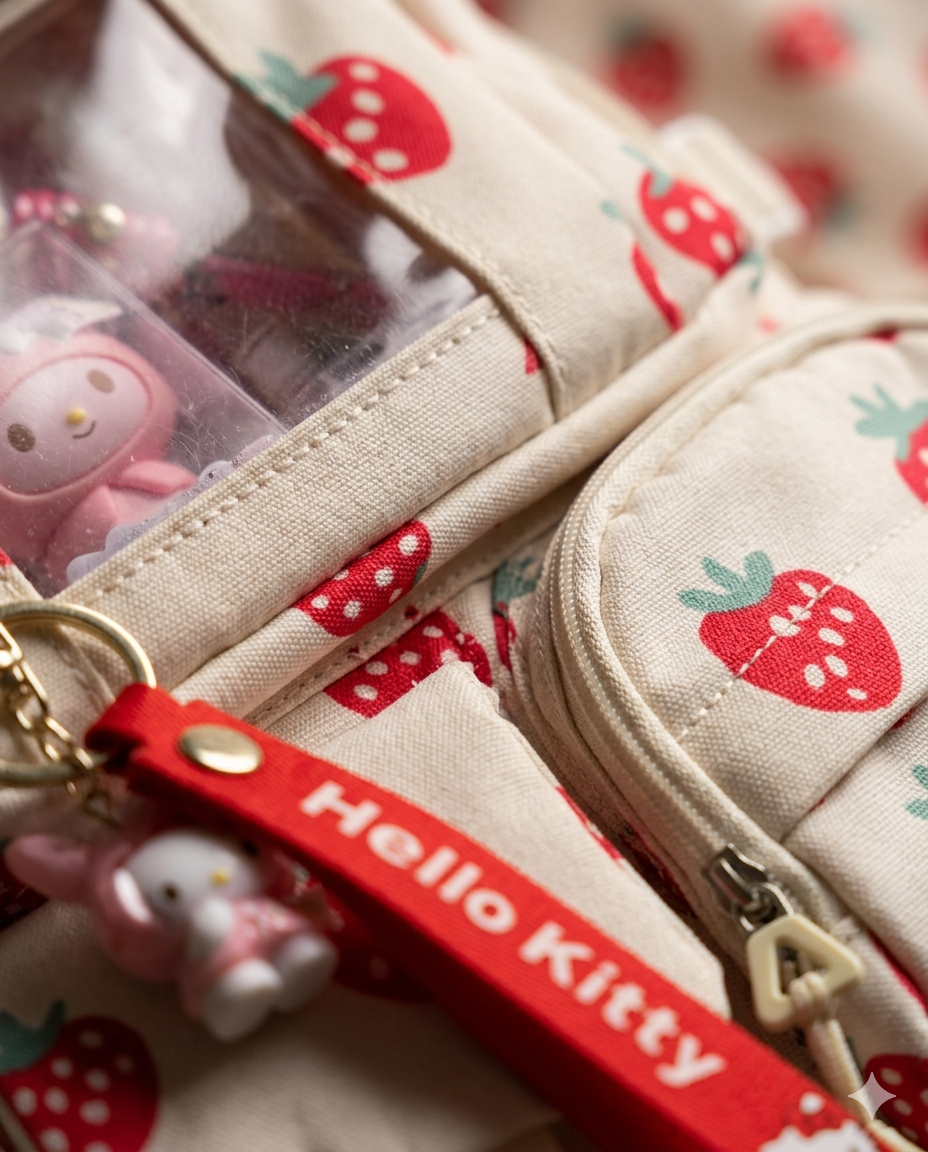 Strawberry Themed Kids Backpack Set – Cute Water-Resistant School Bag (3-in-1)