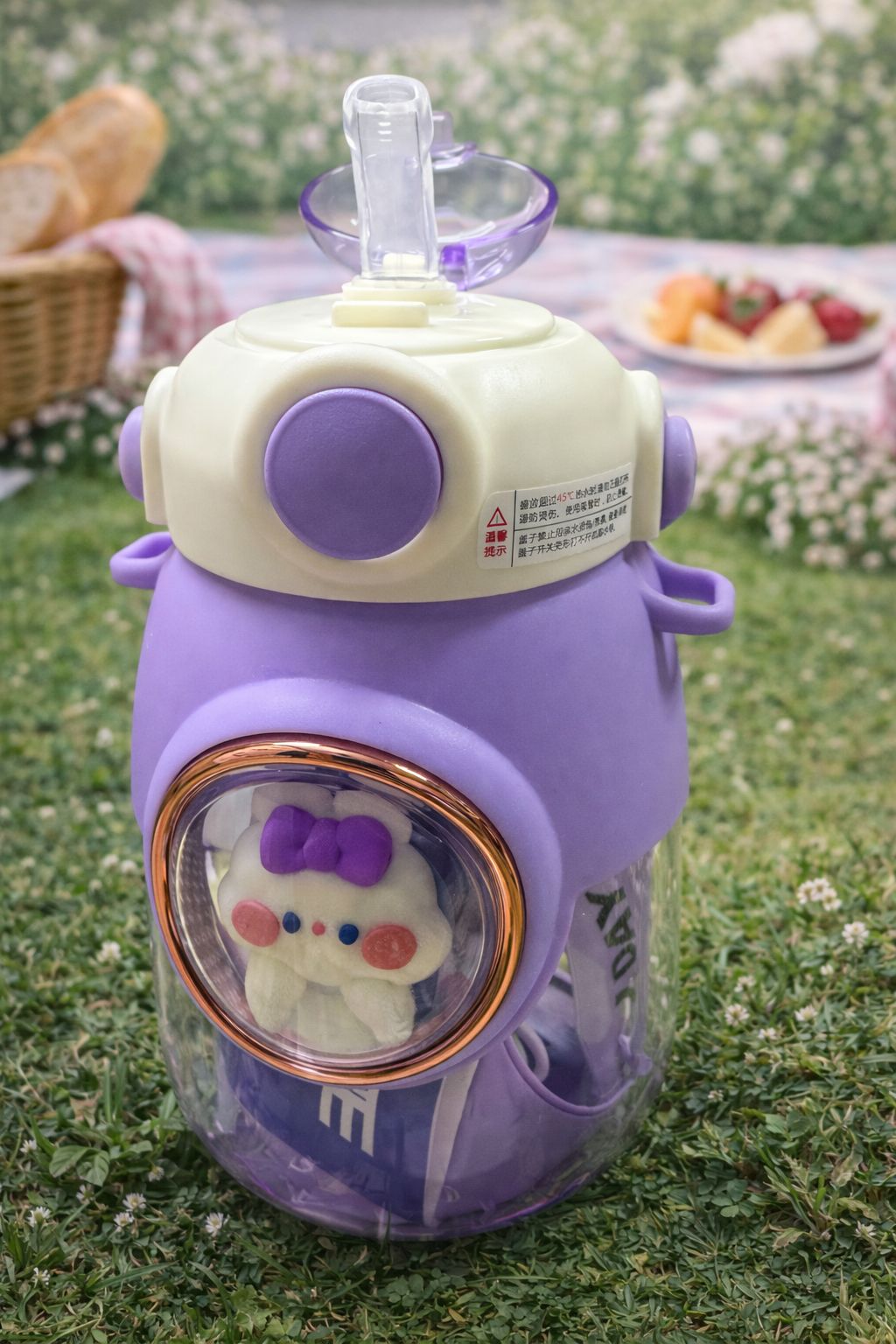 800ml Kids Cartoon Window Water Bottle with Straw & Handle – 4 Color Variants