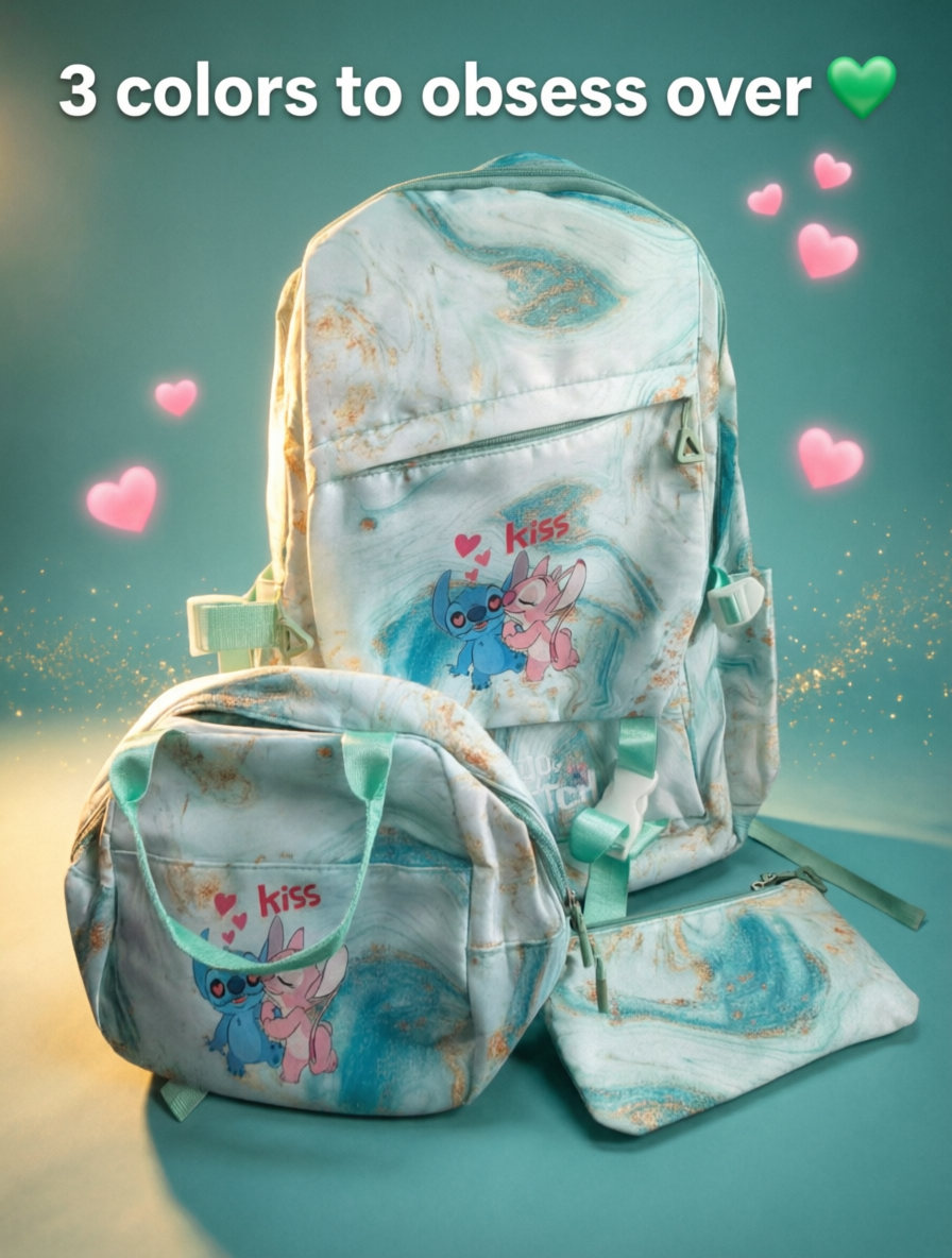 Lilo & Stitch Marble School Backpack Set