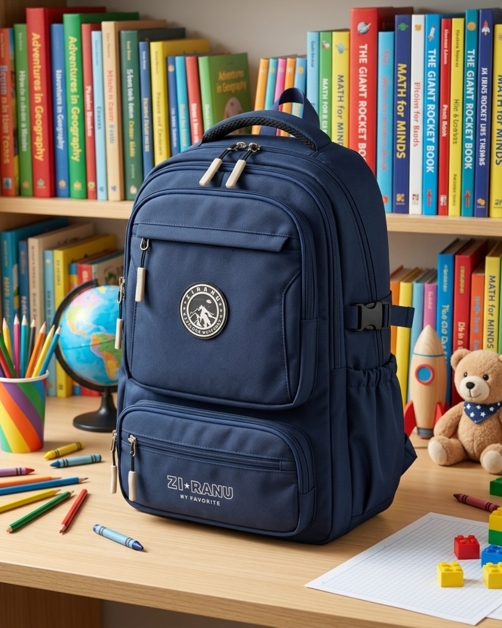 Premium Kids School Backpack – 3 Compartments | Water Resistant | Lightweight