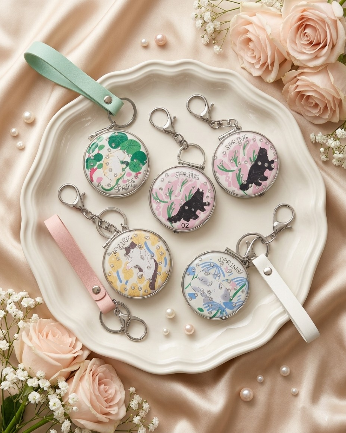 Pocket Mirror Keychain – Compact Folding Mirror (3 Variants)