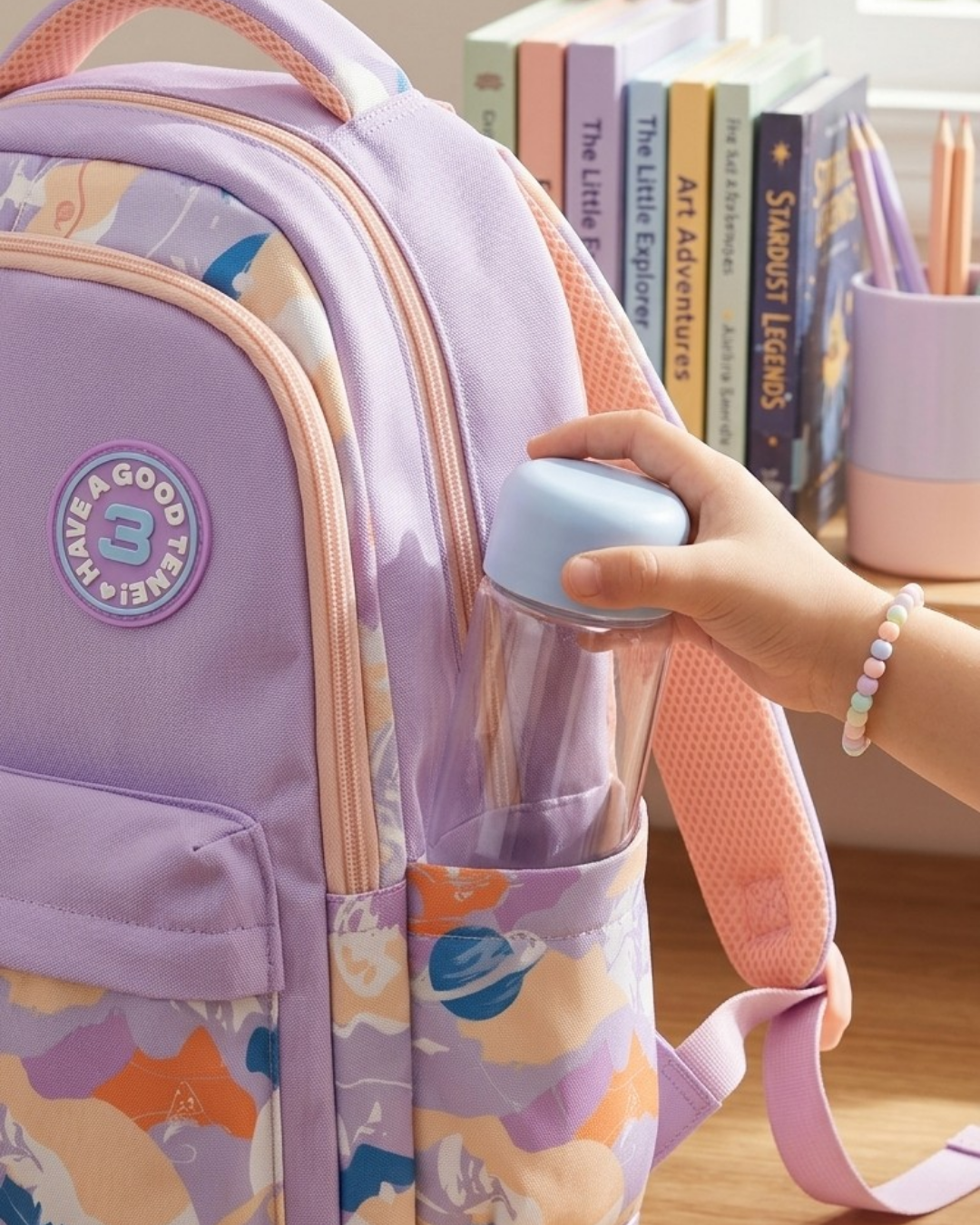 Girls School Backpack – Lightweight Water Resistant Bag with Pouch (Senior KG – Grade 1)