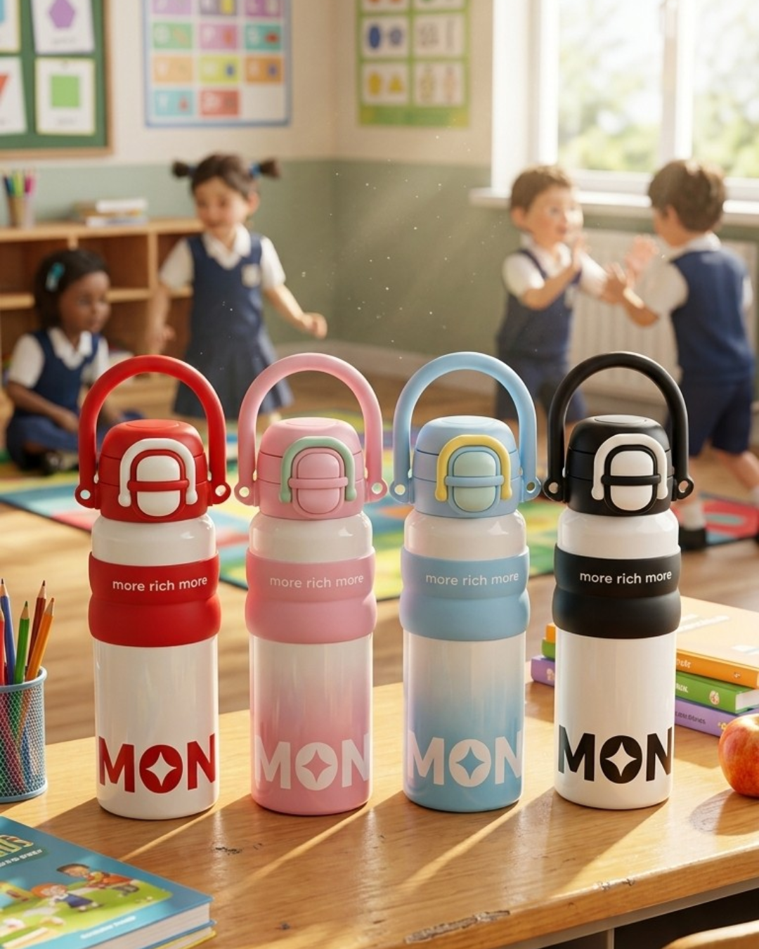 Kids Steel Insulated Water Bottle – Leakproof & Temperature Retaining (4 Colors)