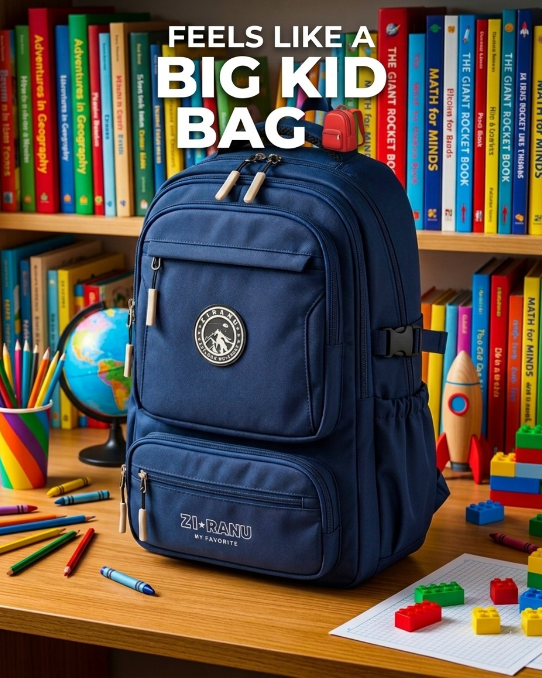 Premium Kids School Backpack – 3 Compartments | Water Resistant | Lightweight