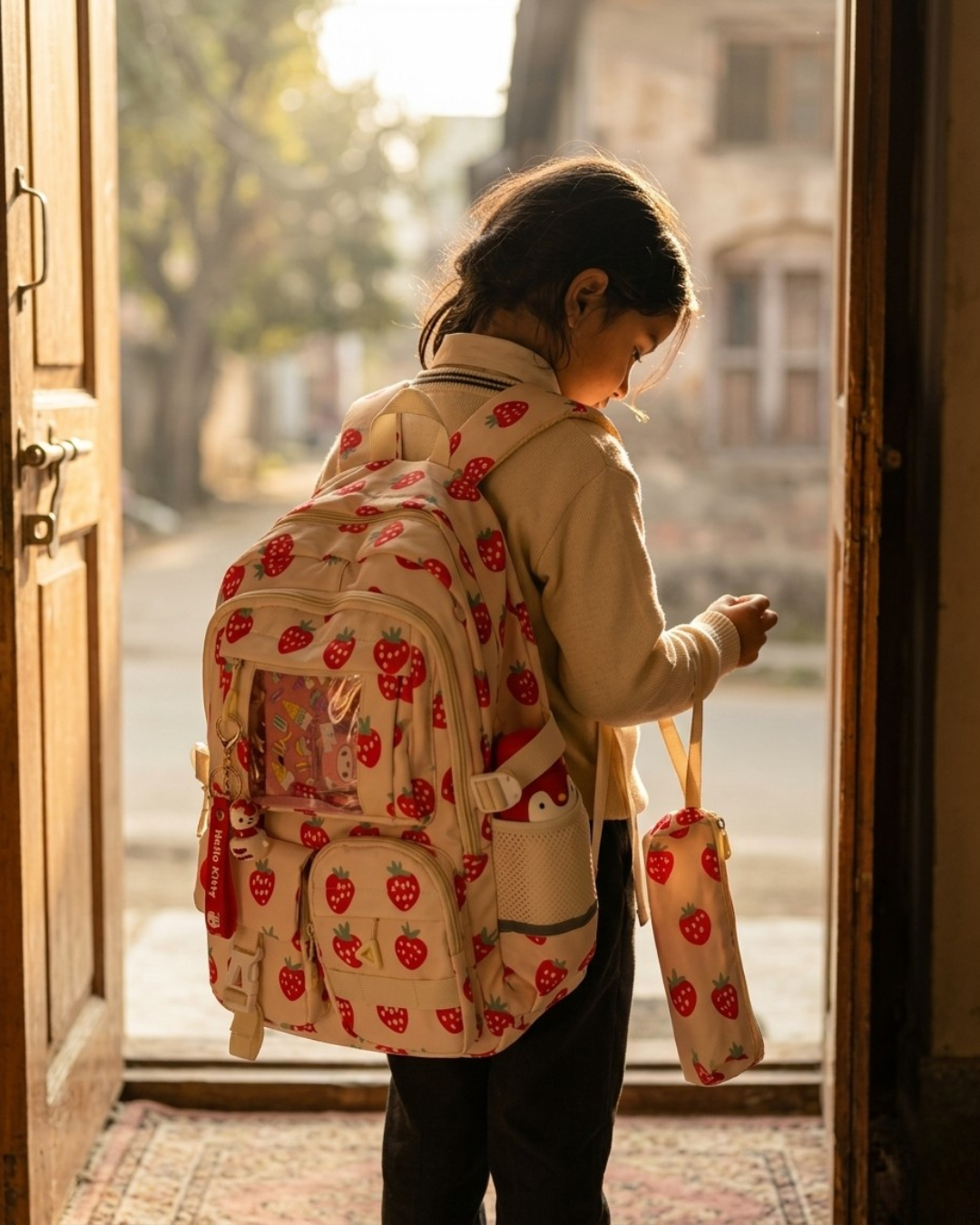 Strawberry Themed Kids Backpack Set – Cute Water-Resistant School Bag (3-in-1)