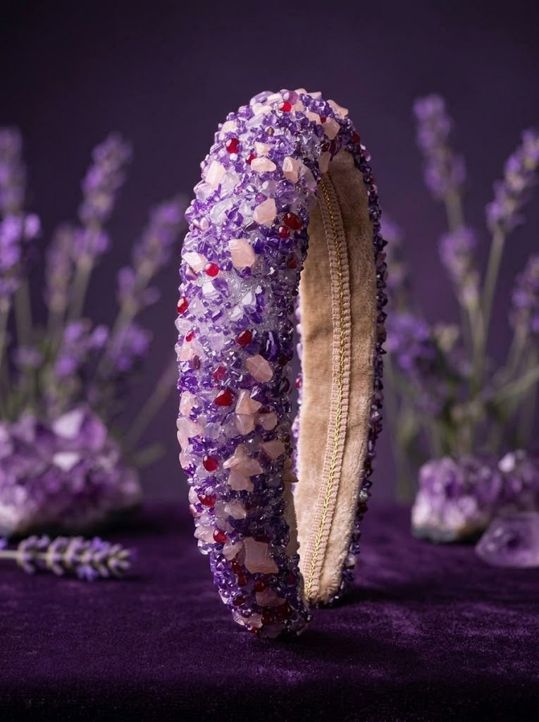 The Crystal Edit Natural Stone Headband Collection | Premium Gemstone Hairband | Amethyst Aura