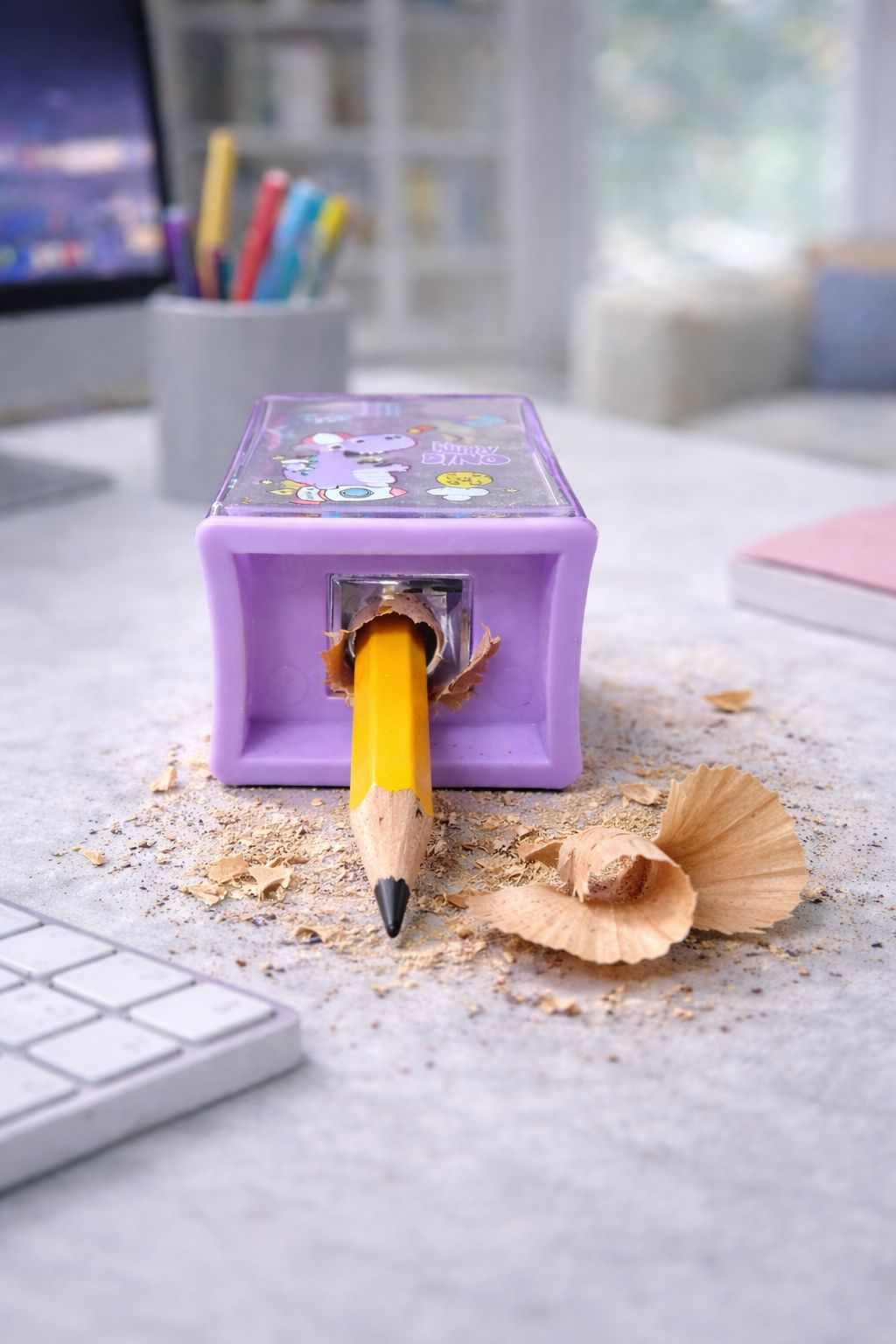 Happy Dino 2-in-1 Pencil Sharpener with Built-In Eraser | Kids Stationery Essential