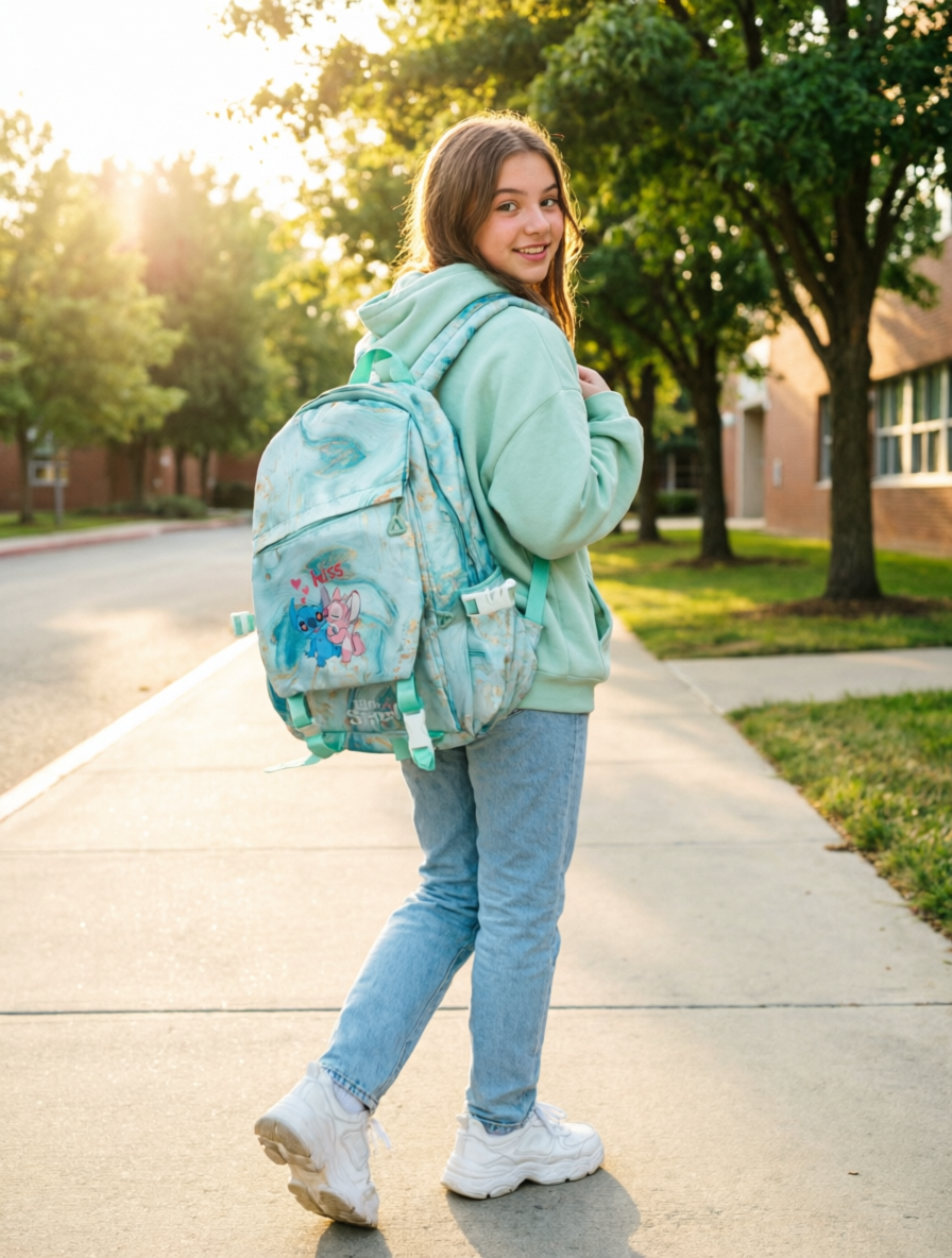 Lilo & Stitch Marble School Backpack Set