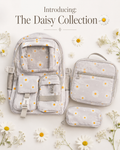 Daisy Collection Backpack Set (3-in-1) – Cloud Grey & Midnight Daisy | Kids School Bag with Lunch Bag & Pencil Pouch
