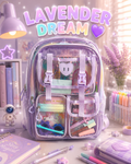 Peekaboo Pop Transparent Backpack | Lavender Dream – Cute & Functional School Bag