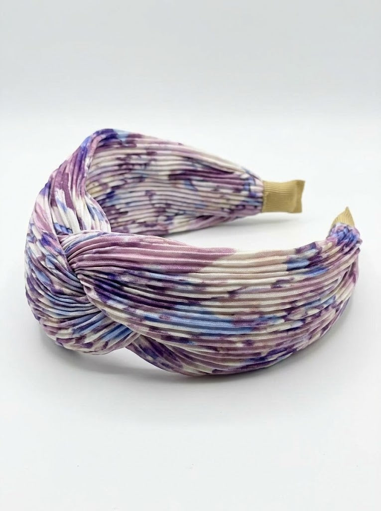 The Satin Edit Pleated Knot Headband | Premium Satin HairBand Collection | Lavender Bloom