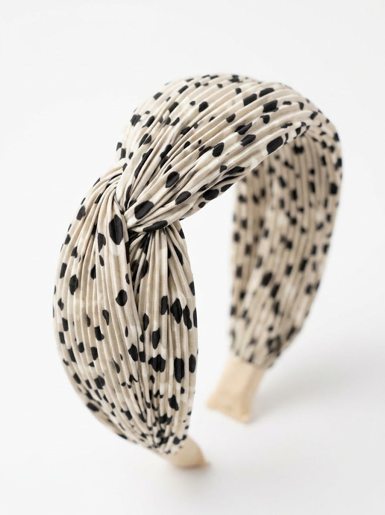 The Satin Edit Pleated Knot Headband | Premium Satin HairBand Collection | Vanilla Dots