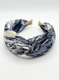 The Satin Edit Pleated Knot Headband | Premium Satin HairBand Collection | Midnight Marble